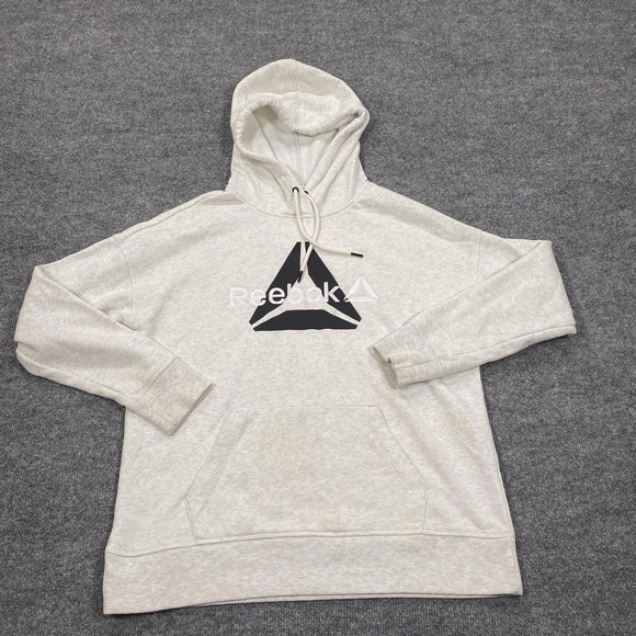 Reebok Other - Reebok Hoodie Mens Small Gray Pullover Fleece Hooded Graphic Logo Drawstring